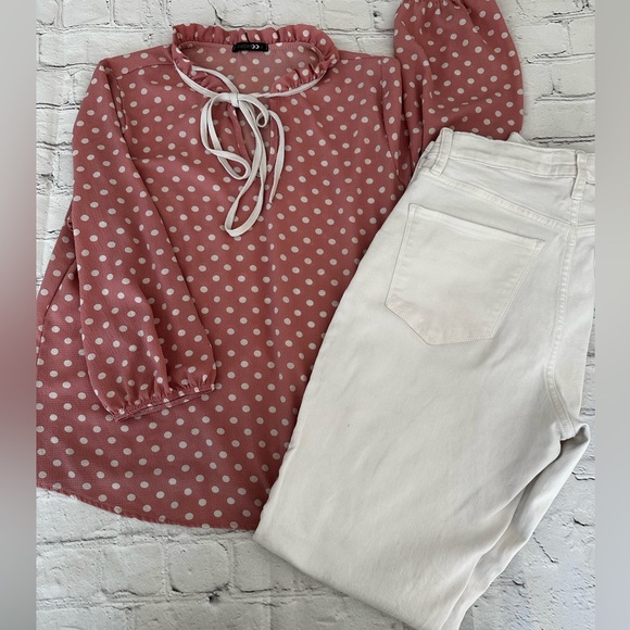 Papermoon Pink Polka Dot Blouse with Tie Neck - Picture 8 of 9